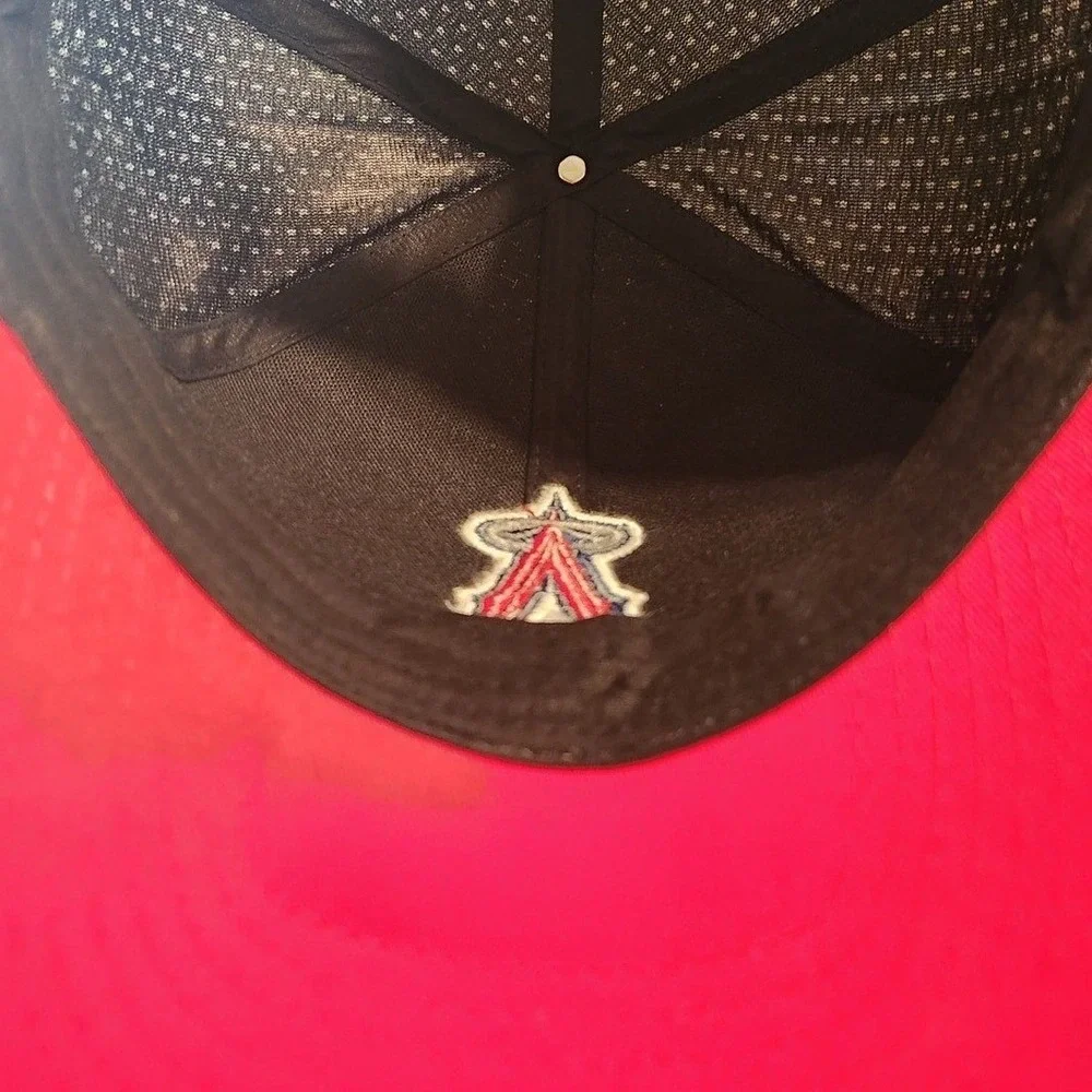 Los Angeles Angels MLB Mesh Baseball Hat‎ Navy Red ampm Logo Adjustable Cap